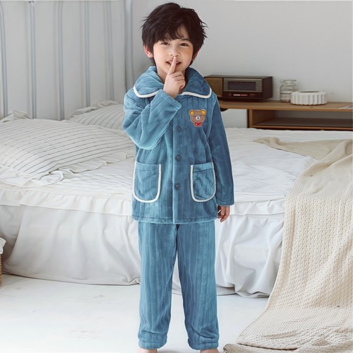 秋冬季加厚大童保暖珊瑚绒家居服