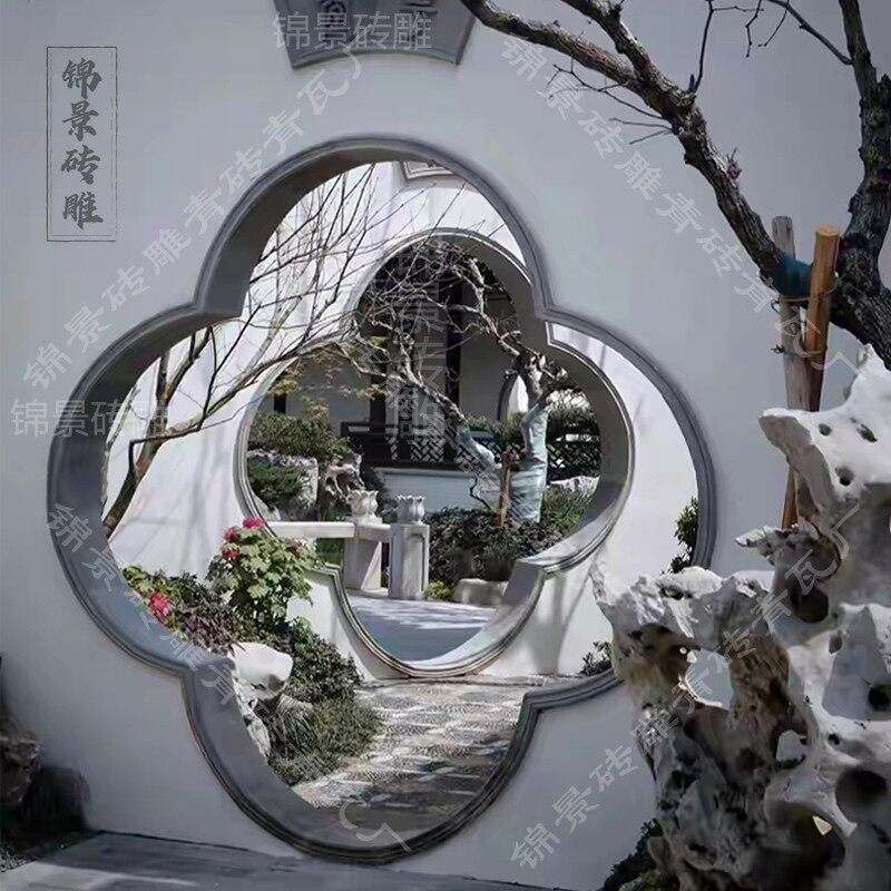 新中式庭院海棠门套梅花门洞垭口装饰宋式砖雕门框模具月亮门隔断