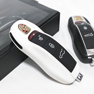 保时捷钥匙壳漆面白色钥匙套macan卡宴718帕拉梅拉911钥匙扣套