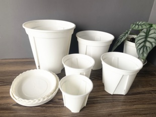 白色青山排水透气控根盆白青山 ins网红热绿植圆形小塑料花盆托盘