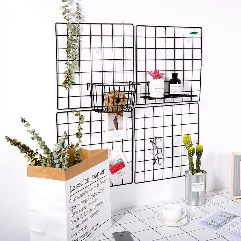 ins Nordic Iron art grid Photo wall bedroom Hearts Room metope background Decorative wall Shelfin the Home accessories , Mural  category - from Buy2taobao.com to provide professional Taobao agent buy service