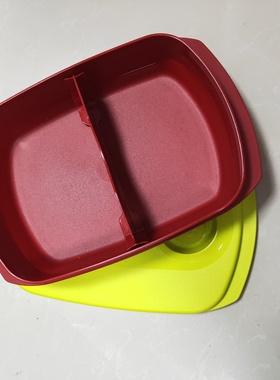 (海)850ml长方形梅子色分格可拆卸微波饭盒