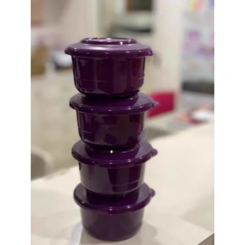 （海）特百惠 暖心小碗 150毫升密封碗保鲜盒 圆形 深紫