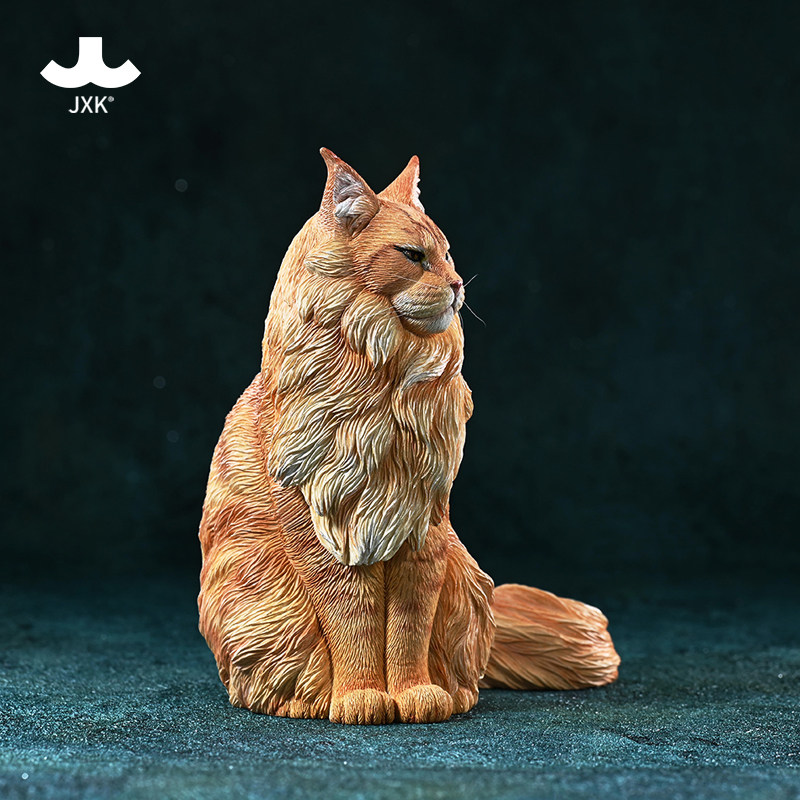 jxk 缅因猫模型 大型长毛宠物猫咪手办坐姿酷帅小猫仿真动物摆件