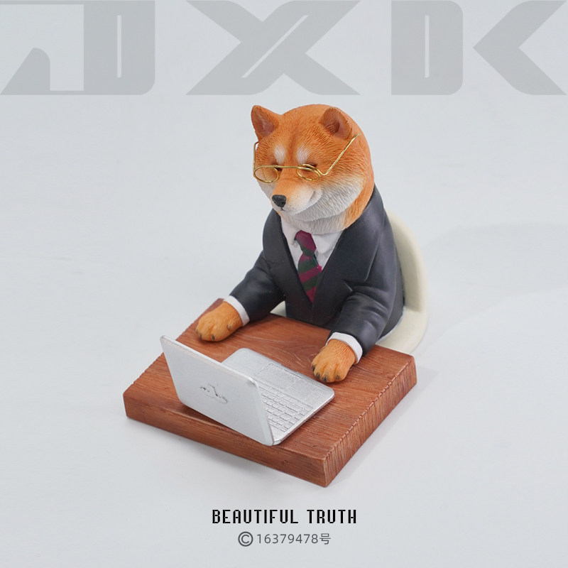现货JXK 加班狗模型网红潮玩创意萌宠狗周边办公桌面潮玩治愈手办