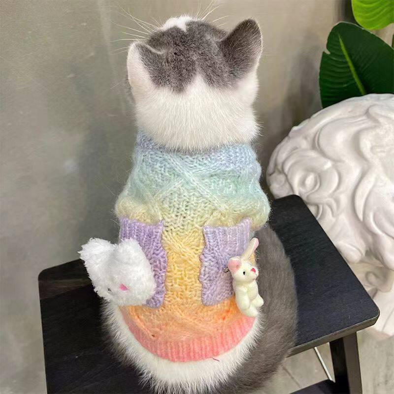 2026新款秋冬猫狗圣诞彩虹毛衣
