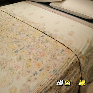 红知了花之语床盖双面天丝2.3×2.4米花之语莫代尔天丝绗棉光床盖
