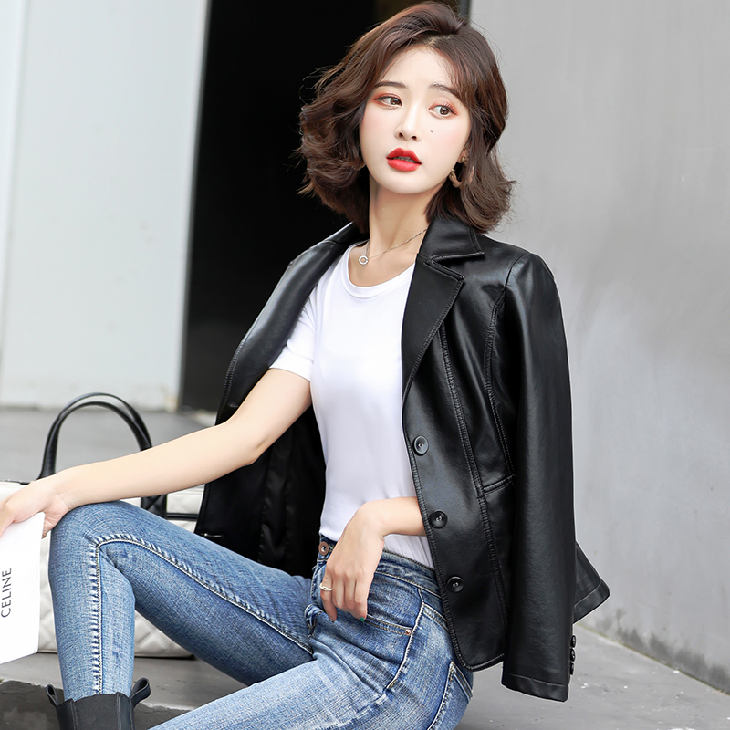 2025秋冬新款海宁真皮皮衣女修身绵羊皮西服气质短款西装夹克外套