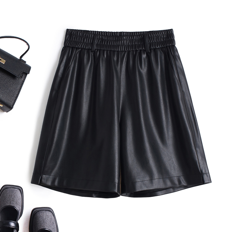 海宁真皮皮裤女2025秋冬新款阔腿短裤高腰显瘦绵羊皮外穿打底靴裤