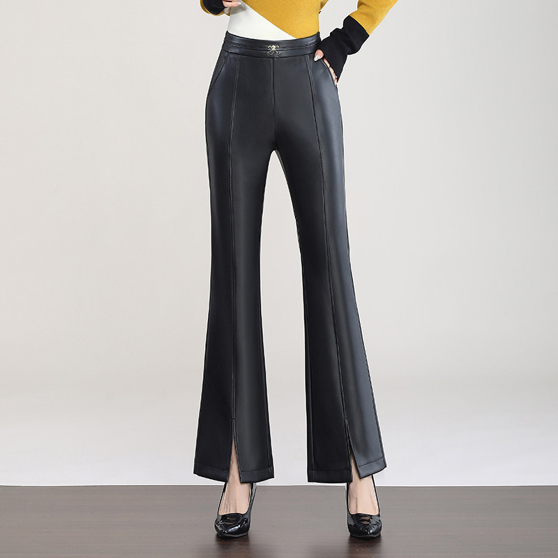 海宁真皮皮裤女2025秋冬新款九分微喇裤高腰显瘦绵羊皮长裤休闲裤,女装/女士精品,休闲裤,淘宝优惠券,粉丝福利购,淘宝优惠卷