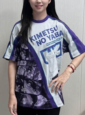 李宁 LNGx鬼灭之刃联名款夏季不规则网眼拼接男士短袖T恤FABB007