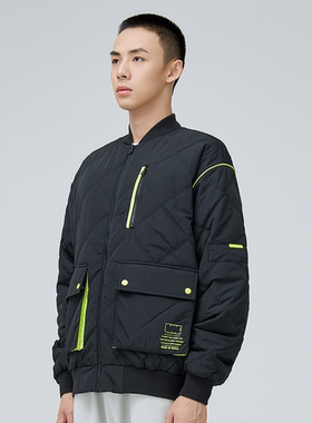 李宁LNG未来玩家系列男子时尚潮流白搭短款棒球领运动棉服FMAC002