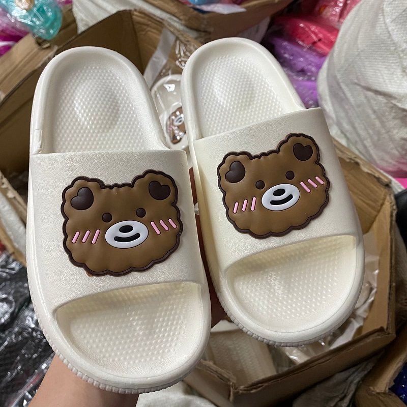 三童情侣男女户外沙滩休闲卡通小熊印花平跟底一字露趾日常凉拖鞋,女鞋,一字拖,淘宝优惠券,粉丝福利购,淘宝优惠卷
