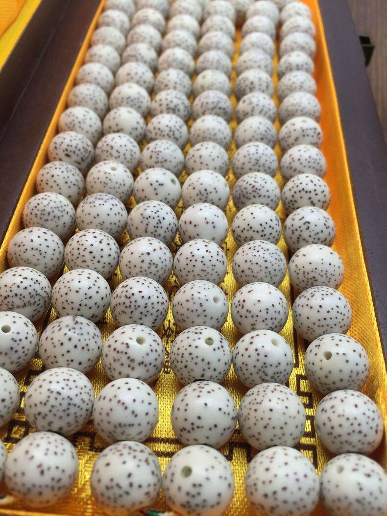 海南原生态零脱脂星月菩提正月高密顺白正圆珠高抛108颗佛珠文玩