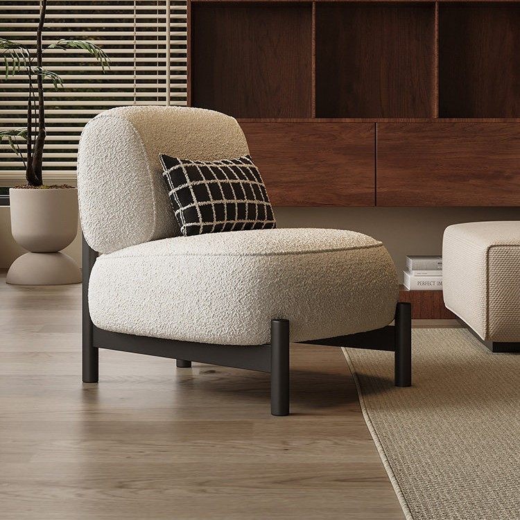 奶油风实木沙发椅极简羊羔绒人懒人躺椅日式小户型休闲沙发座椅,住宅家具,沙发椅,淘宝优惠券,粉丝福利购,淘宝优惠卷
