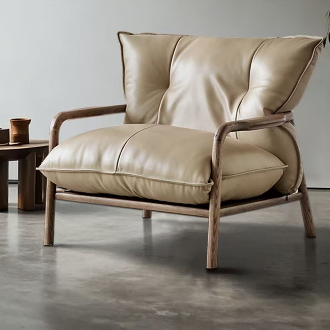 极简风意式民宿艺术家用休闲椅 设计白蜡木酒店复古椅子皮革靠背,住宅家具,沙发椅,淘宝优惠券,粉丝福利购,淘宝优惠卷