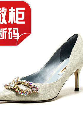 婚宴礼服单鞋仙女春秋尖头高跟银色格利特闪闪水钻面具SS01111028