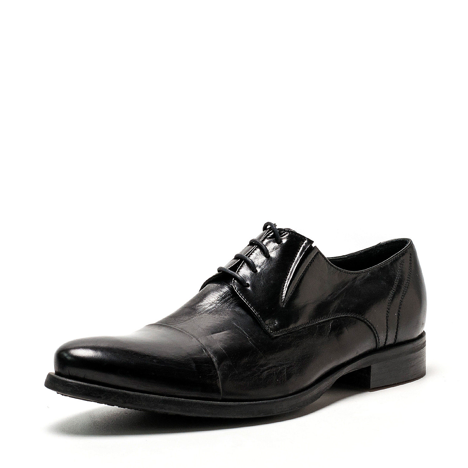 40码男士真皮鞋子黑色牛皮德比鞋商务春秋深口绑带尖头拼接947285