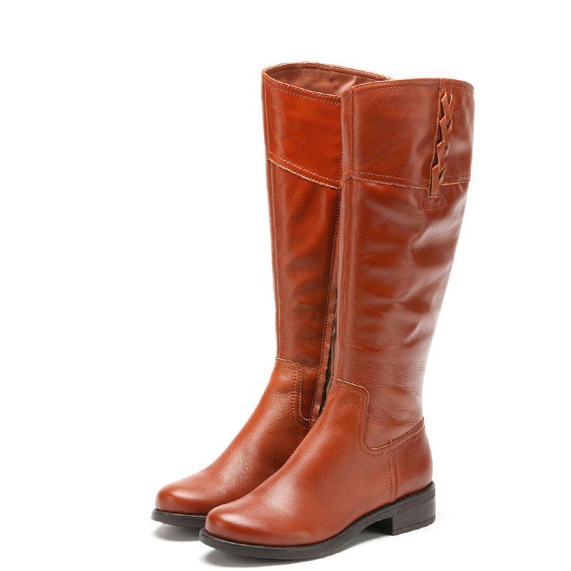 断码真皮长靴子女冬纯色牛皮低跟百搭通勤拉链舒适圆头SD44110922,女鞋,时装靴,淘宝优惠券,粉丝福利购,淘宝优惠卷