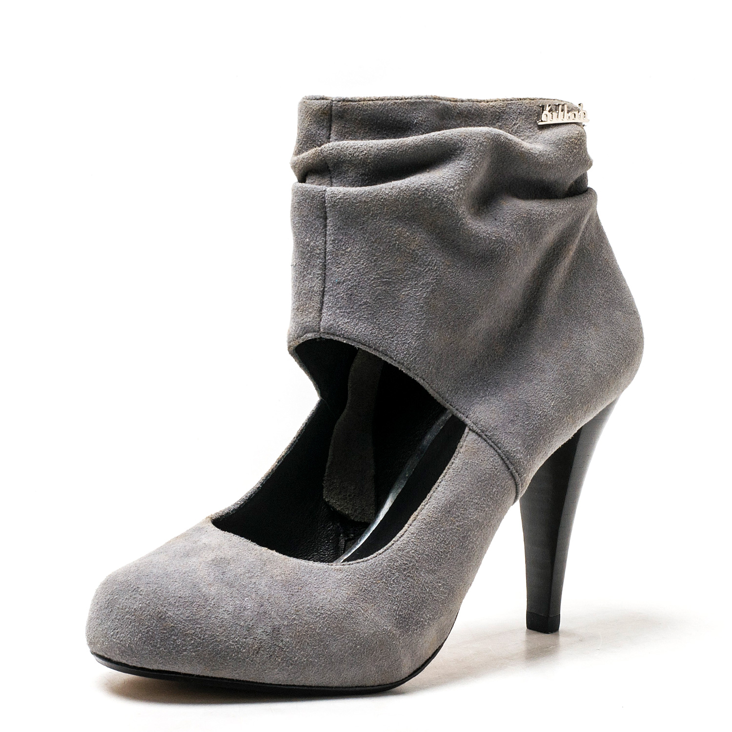 潮牌真皮短靴子女镂空灰色羊皮超高跟拉链欧美性感复古KLA3SF3101