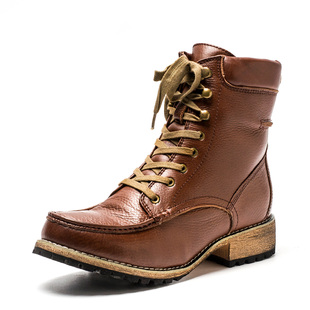 40码大码真皮短靴子女冬羊毛加厚棉鞋马丁靴绑带低粗跟240024358