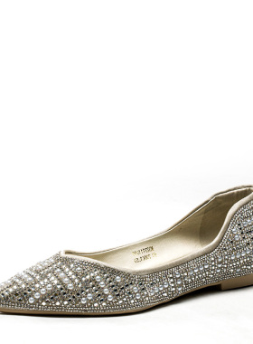 小码仙女风闪闪水钻珍珠鞋子尖头平跟春秋真皮内里单鞋MD23111005