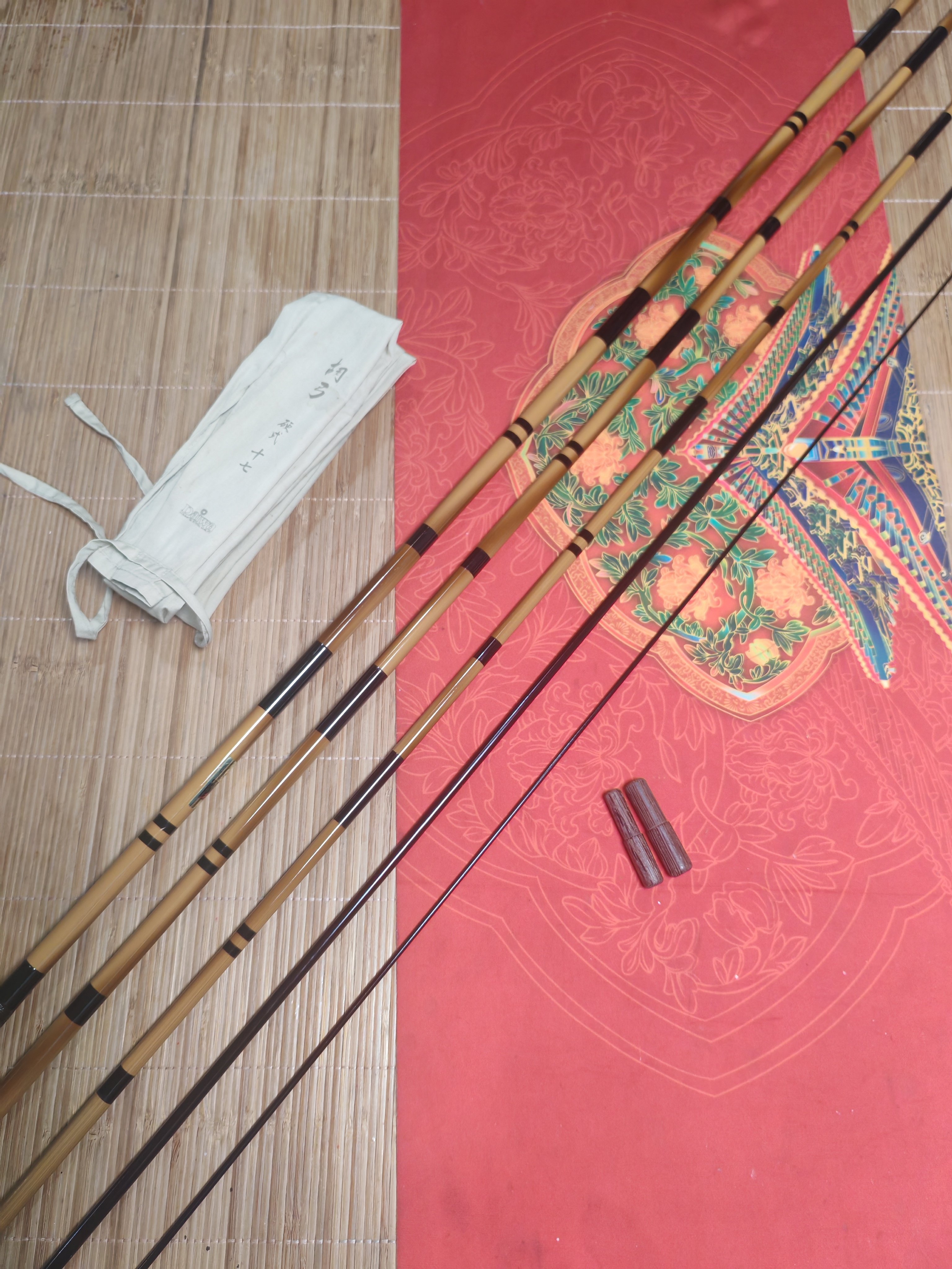 胡弓硬式17尺/5.1米日本D家二手并继水库野钓碳素台钓鱼竿手杆