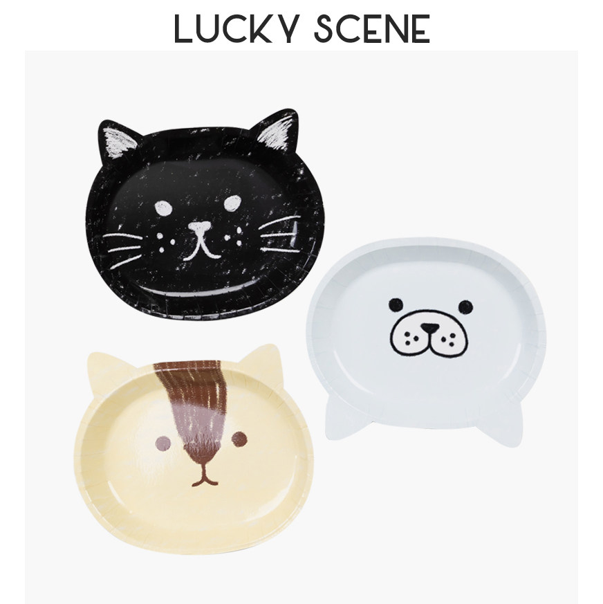 【吉祥道具】动物园纸盘 猫咪海豹生日派对甜品台下午茶布置环保