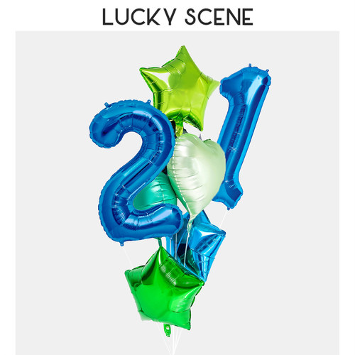 【吉祥道具】蓝色大号生日数字装饰背景铝箔儿童派对装饰布置男孩