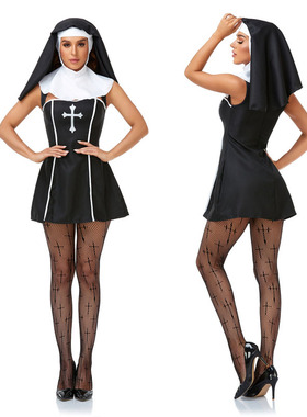 复活节万圣狂欢节 cosplay派对服装 大人修女角色扮演舞台演出服