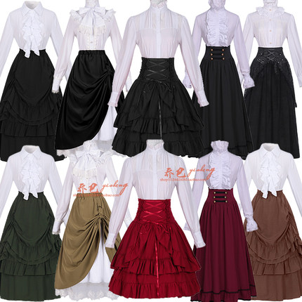 万圣节欧洲宫廷复古女王装维多利亚复古衬衫半身裙套装剧场表演服