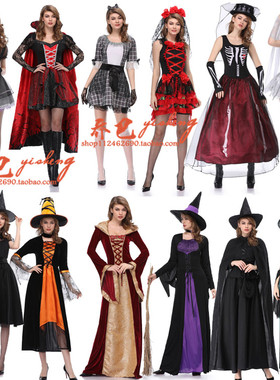 万圣节服装成人女天使恶魔恐怖骷颅鬼新娘女巫吸血鬼表演演出服饰