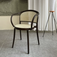 Северный интернет -красный красный стул Rattan Simple Home Wood Grain Back Стул японский стиль световой роскошный