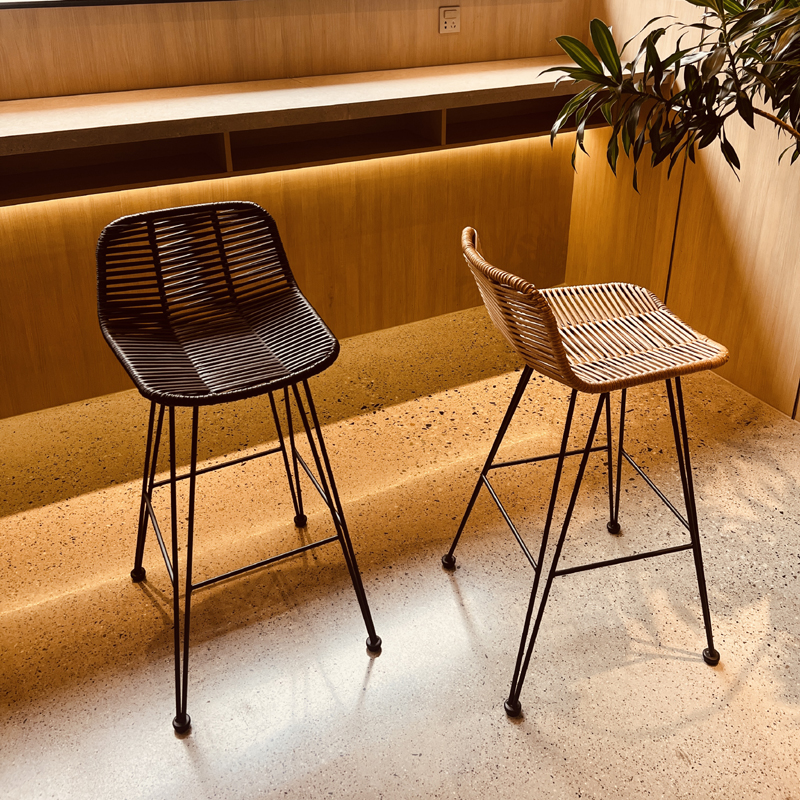 户外吧椅休闲酒吧高脚凳阳台室外藤编椅露天餐厅咖啡厅网红吧台椅