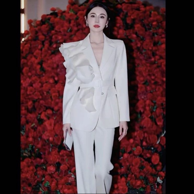 韩系时尚西装阔腿裤两件套装女