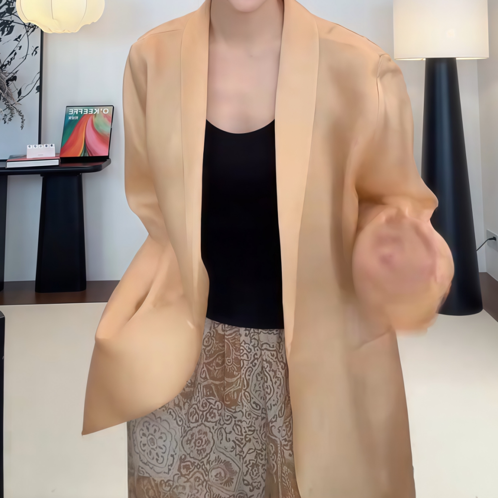 中古鎏金柔光青果领透肤小西装外套拼接汉服高级感百搭显瘦小西装
