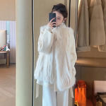 2025冬季新款韩系洋气休闲小个子白色毛绒领毛呢外套加毛绒马甲女