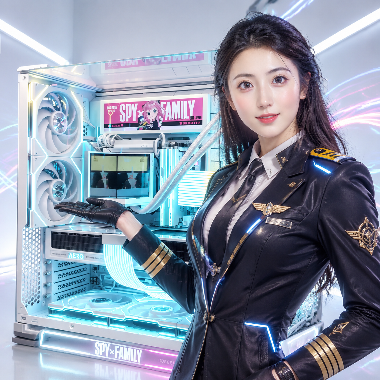 智灵同款 海景房主机 技嘉 阿尼娅主题DIY电脑主机 白色高颜值