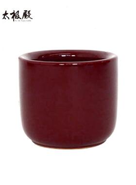 太极殿陶瓷朱红圆口光身香炉无字熏香炉插供奉居室简约桶状直身炉