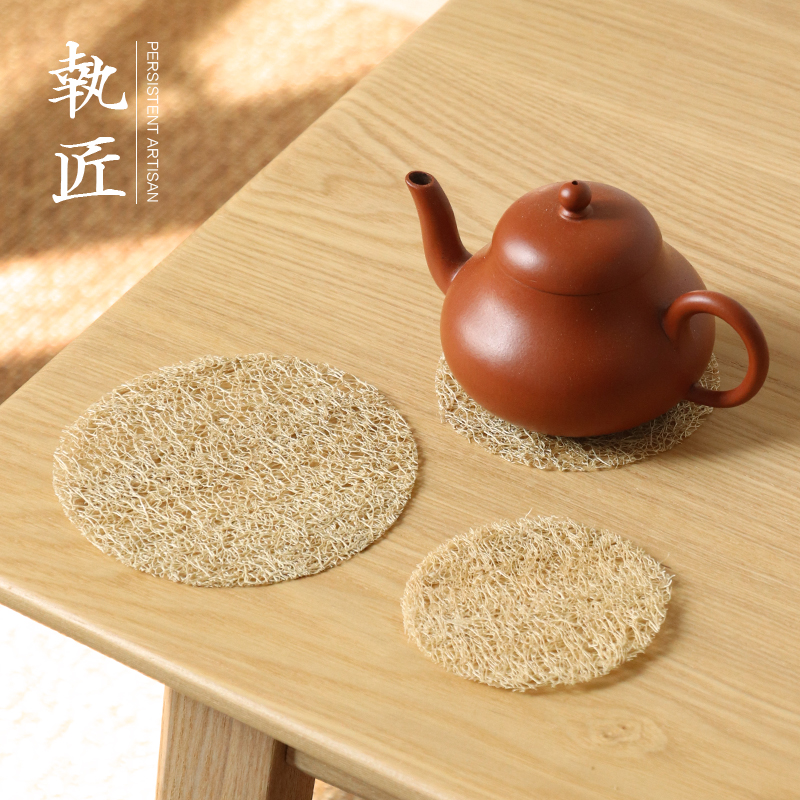 新款天然吸水丝瓜茶垫托防烫耐热