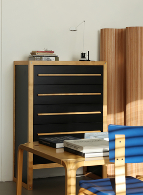 多匣lada 索奈五斗柜客厅卧室储物收纳黑色白色柜子