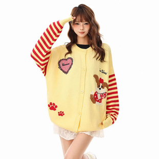 TKPA美式 外套 撞色慵懒风条纹毛衣男女vintage潮牌复古情侣针织衫