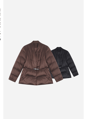 COCOLAN【春日宴】90白鹅绒桑蚕丝收腰一粒扣鹅绒服女CL8YR8007