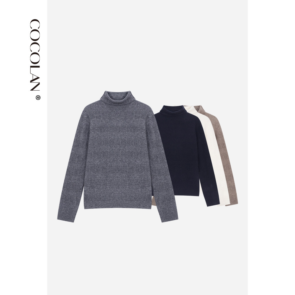 COCOLAN【手札】30羊绒70绵羊毛高领打底衫毛衣女CL8MY1216