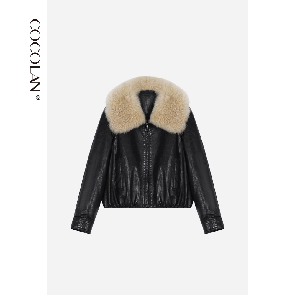 COCOLAN【乌托邦】山羊皮皮衣鹅绒服女CL8YR8088