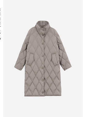 COCOLAN【布拉格】冬季加厚保暖90白鹅绒菱形格中长款羽绒外套女