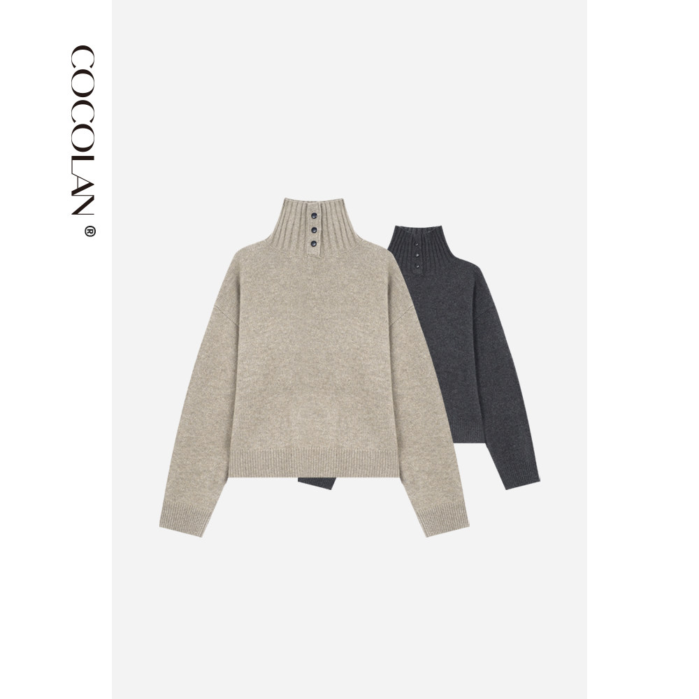 COCOLAN【苏梅岛】100绵羊毛高领针织厚毛衣女CL8MY150