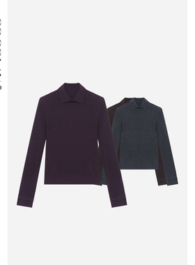 COCOLAN【信函】秋季休闲亲肤绵羊毛上衣2025新款polo领针织衫女