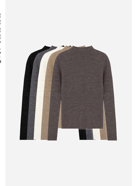 COCOLAN【鱼骨线-中领】100绵羊毛半高领鱼骨线扬子纱针织上衣女