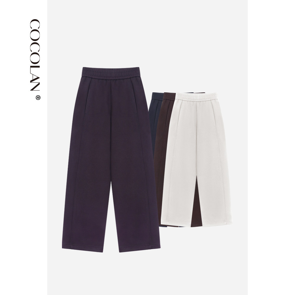 COCOLAN【雪绒裤】醋酸绵羊毛山羊绒直筒裤奶奶库女休闲裤CL8K628